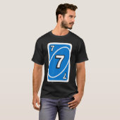 UNO Halloween Blauwe 7 kaart T-shirt (Voorkant volledig)