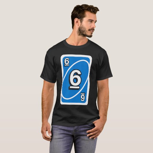 Uno Halloween Blue 6 Card T-shirt (Voorkant volledig)
