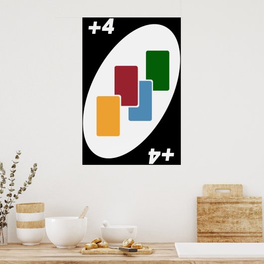 Uno Kaart Game Draw Vier Poster (Keuken)