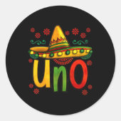 Uno Mijn eerste Mexicaanse verjaardag Cinco de May Ronde Sticker (Voorkant)