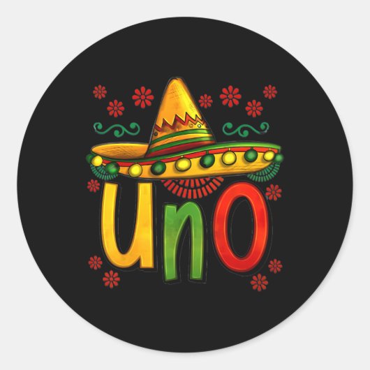 Uno Mijn eerste Mexicaanse verjaardag Cinco de May Ronde Sticker (Voorkant)