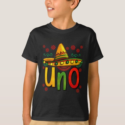 Uno Mijn eerste Mexicaanse verjaardag Cinco de May T-shirt (Voorkant)