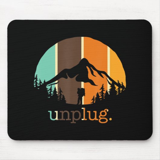 Unplug Hiking Lover Fun Outdoor Hiker Mountain Cl Muismat (Voorkant)