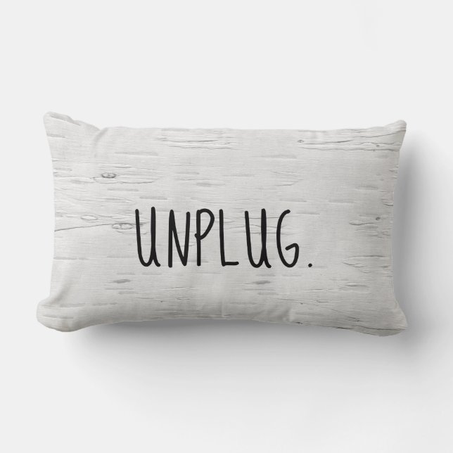 UNPLUG on Birch Wood Kussen (Voorkant)