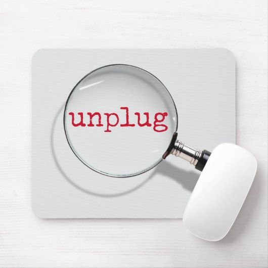Unplug Tekst onder vergrootglas Muismat (Met muis)