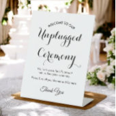 Unplugged Ceremony Black White Wedding Reclamebord Met Voetstuk