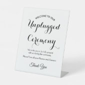 Unplugged Ceremony Black White Wedding Reclamebord Met Voetstuk (Voorkant)