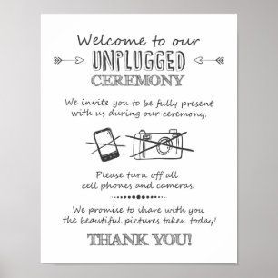 Unplugged ceremony bruiloft poster Ceremony-teken