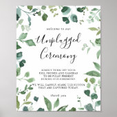 Unplugged Ceremony Calligraphy Script Foliage Sign Poster (Voorkant)