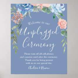 Unplugged Ceremony Dusty Blue en Pink Wedding Poster