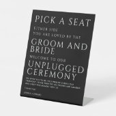 Unplugged Ceremony - Eenvoudig modern script Reclamebord Met Voetstuk (Voorkant)