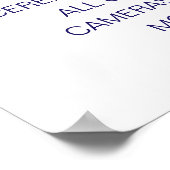 Unplugged Ceremony Elegant Navy Blue Wedding Sign Poster (Hoek)