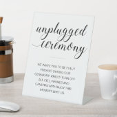 Unplugged Ceremony Elegant Script Wedding Reclamebord Met Voetstuk (Insitu)