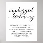 Unplugged Ceremony Elegant Script Wedding Sign Poster (Voorkant)