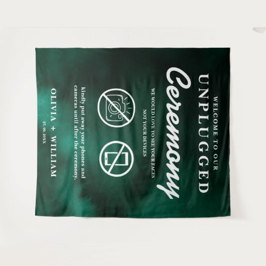 Unplugged Ceremony Emerald Green Backdrop Wandkleed (Voorkant (horizontaal))