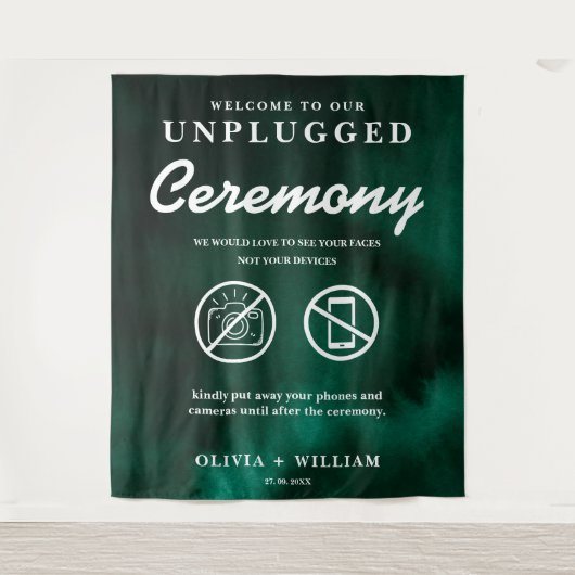 Unplugged Ceremony Emerald Green Backdrop Wandkleed (Voorkant)
