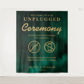 Unplugged Ceremony Emerald Green & Gold Achtergron Wandkleed (Voorkant)