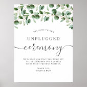 Unplugged Ceremony Greenery Eucalyptus Wedding Poster (Voorkant)