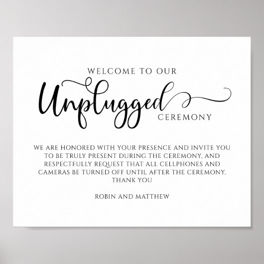 Unplugged Ceremony, Moderne Calligrafie, zwart Poster (Voorkant)