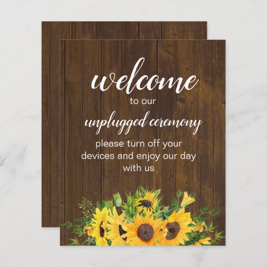 Unplugged Ceremony Rustic Wedding Sign Budget (Voorkant / Achterkant)