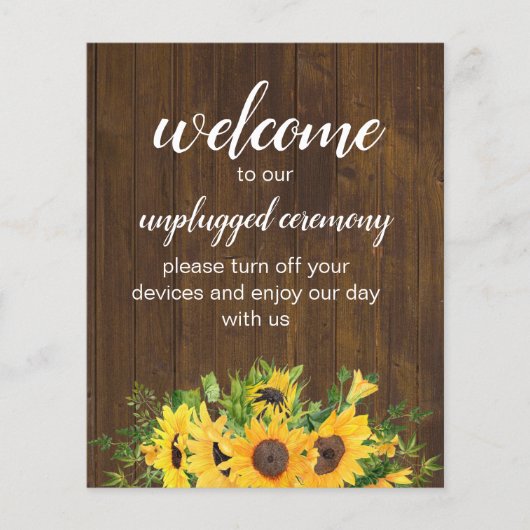 Unplugged Ceremony Rustic Wedding Sign Budget (Voorkant)