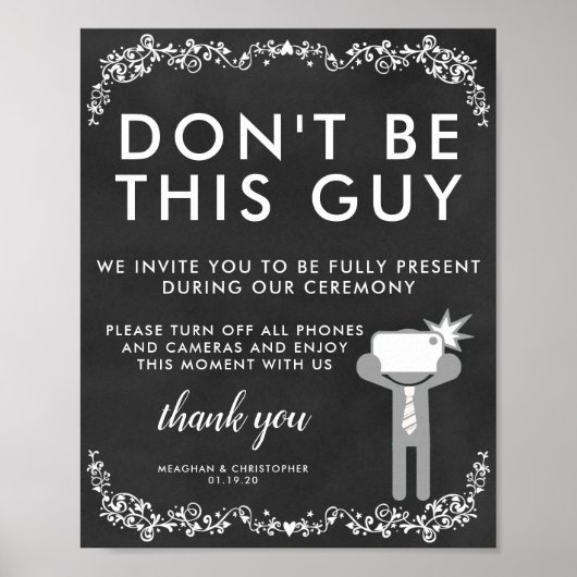 Unplugged Ceremony Sign | Wees deze man niet Poster (Voorkant)