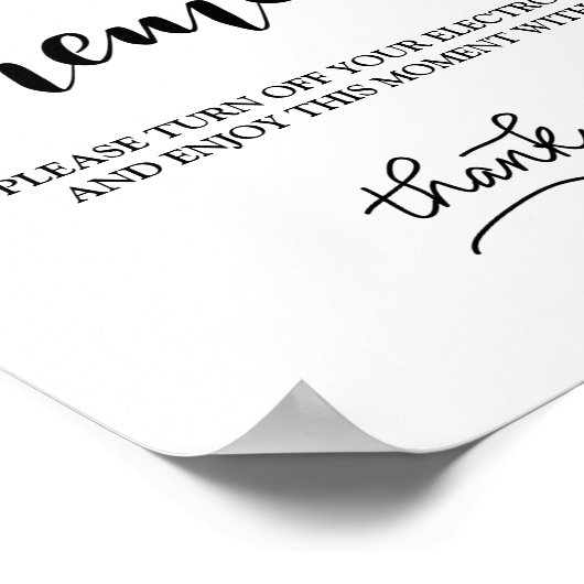 Unplugged Ceremony Simple Handwrite Wedding Sign Poster (Hoek)