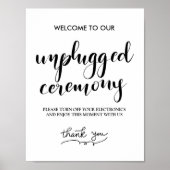 Unplugged Ceremony Simple Handwrite Wedding Sign Poster (Voorkant)