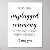 Unplugged Ceremony Simple Handwrite Wedding Sign Poster (Voorkant)