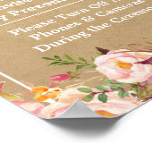 Unplugged Ceremony Wedding Sign Floral Kraft Poster (Hoek)