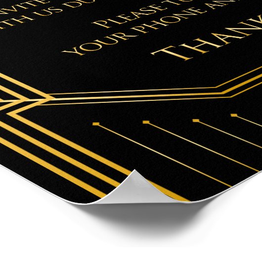 Unplugged Ceremony Wedding Sign | Gatsby Art Deco Poster (Hoek)