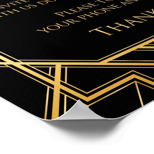 Unplugged Ceremony Wedding Sign | Gatsby Art Deco Poster (Hoek)