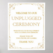 Unplugged Ceremony Wedding Sign | Gatsby Art Deco Poster (Voorkant)