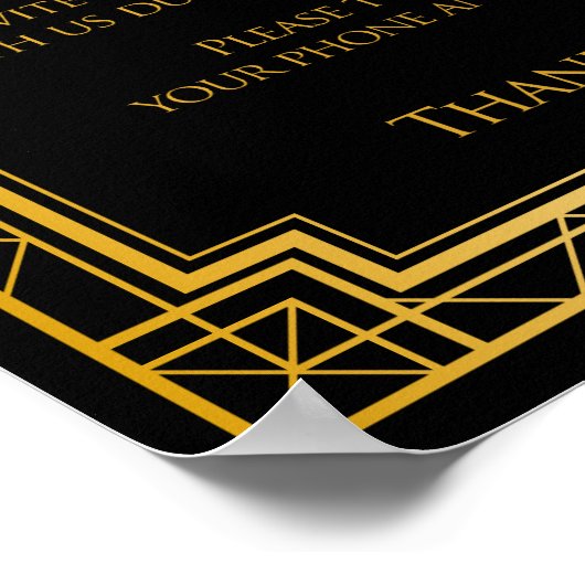 Unplugged Ceremony Wedding Sign | Gatsby Art Deco Poster (Hoek)