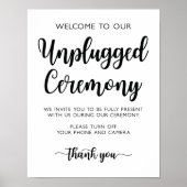 Unplugged Ceremony Wedding Sign Modern Calligrafie Poster (Voorkant)