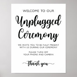 Unplugged Ceremony Wedding Sign Modern Calligrafie Poster