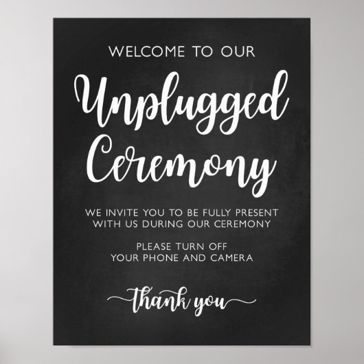 Unplugged Ceremony Wedding Sign Modern Calligrafie Poster (Voorkant)