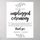 Unplugged Ceremony Wedding-teken rustisch botanica Poster (Voorkant)