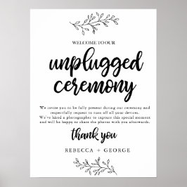 Unplugged Ceremony Wedding-teken rustisch botanica Poster