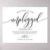 Unplugged Wedding Ceremony - Calligraphy Black Poster (Voorkant)
