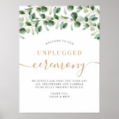 Unplugged Wedding Ceremony Eucalyptus Greenery Poster (Voorkant)