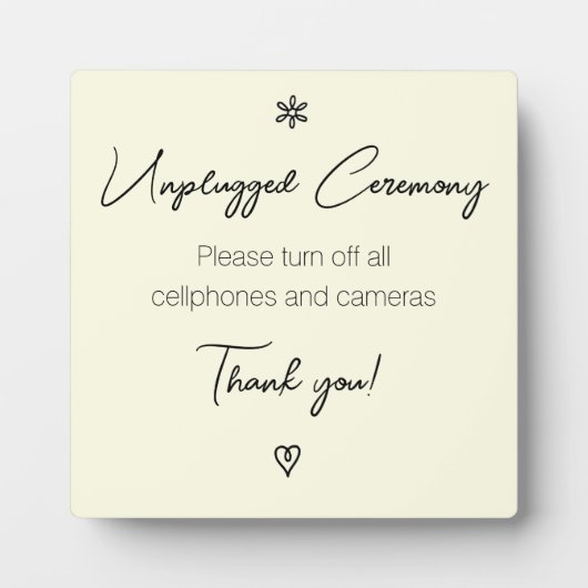 Unplugged Wedding Ceremony Fancy Calligraphy Plaqu Fotoplaat (Voorkant)
