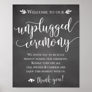 Unplugged Wedding Ceremony Sign 8x10 Poster