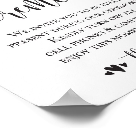 Unplugged Wedding Ceremony Sign 8x10 Poster (Hoek)