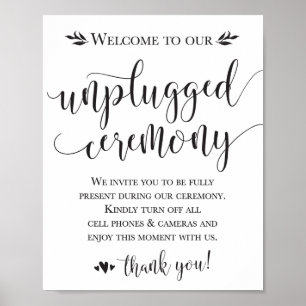 Unplugged Wedding Ceremony Sign 8x10 Poster