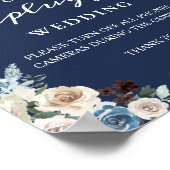 Unplugged Wedding Ceremony Sign Navy Blue Floral Poster (Hoek)