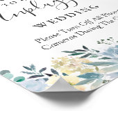 Unplugged Wedding Ceremony Sign Peach Blue Floral Poster (Hoek)