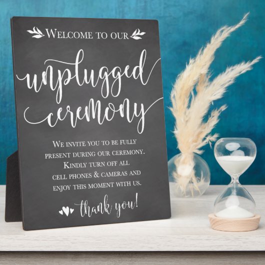 Unplugged Wedding Ceremony Sign Plaque 8x10 Fotoplaat (Zijkant)