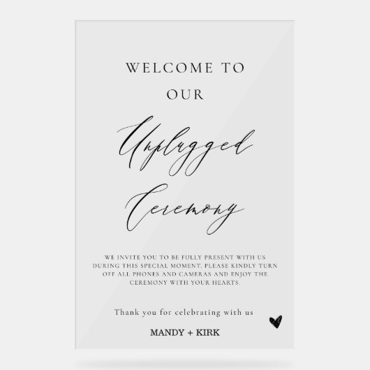 Unplugged Wedding Ceremony Sign | Please Turn Off Acryl Bord (Voorkant)