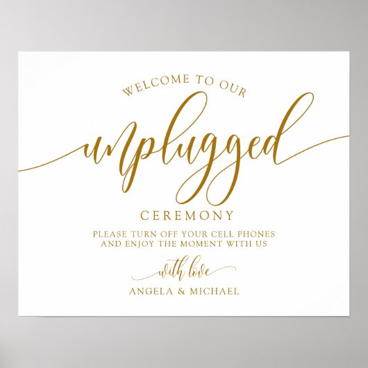 Unplugged Wedding Ceremony - Typografie - Dusty Bl Poster (Voorkant)